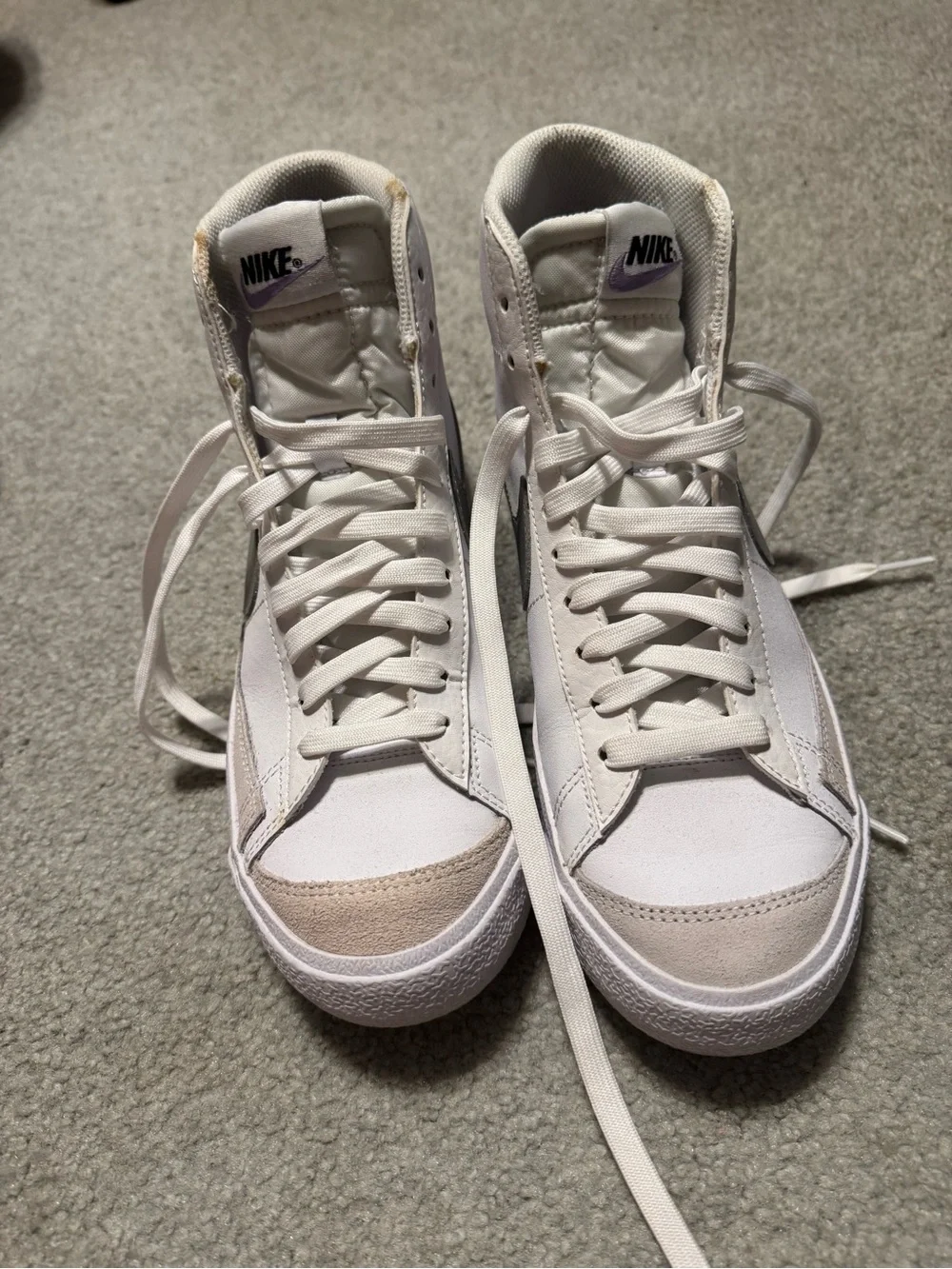 Nike White High-Top Sneakers with silver Accents
